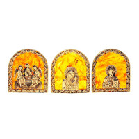 Набор из трех икон из натурального янтаря